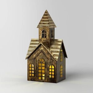 Christmas Lit Metal Church Decor Champagne Gold - Wondershop™